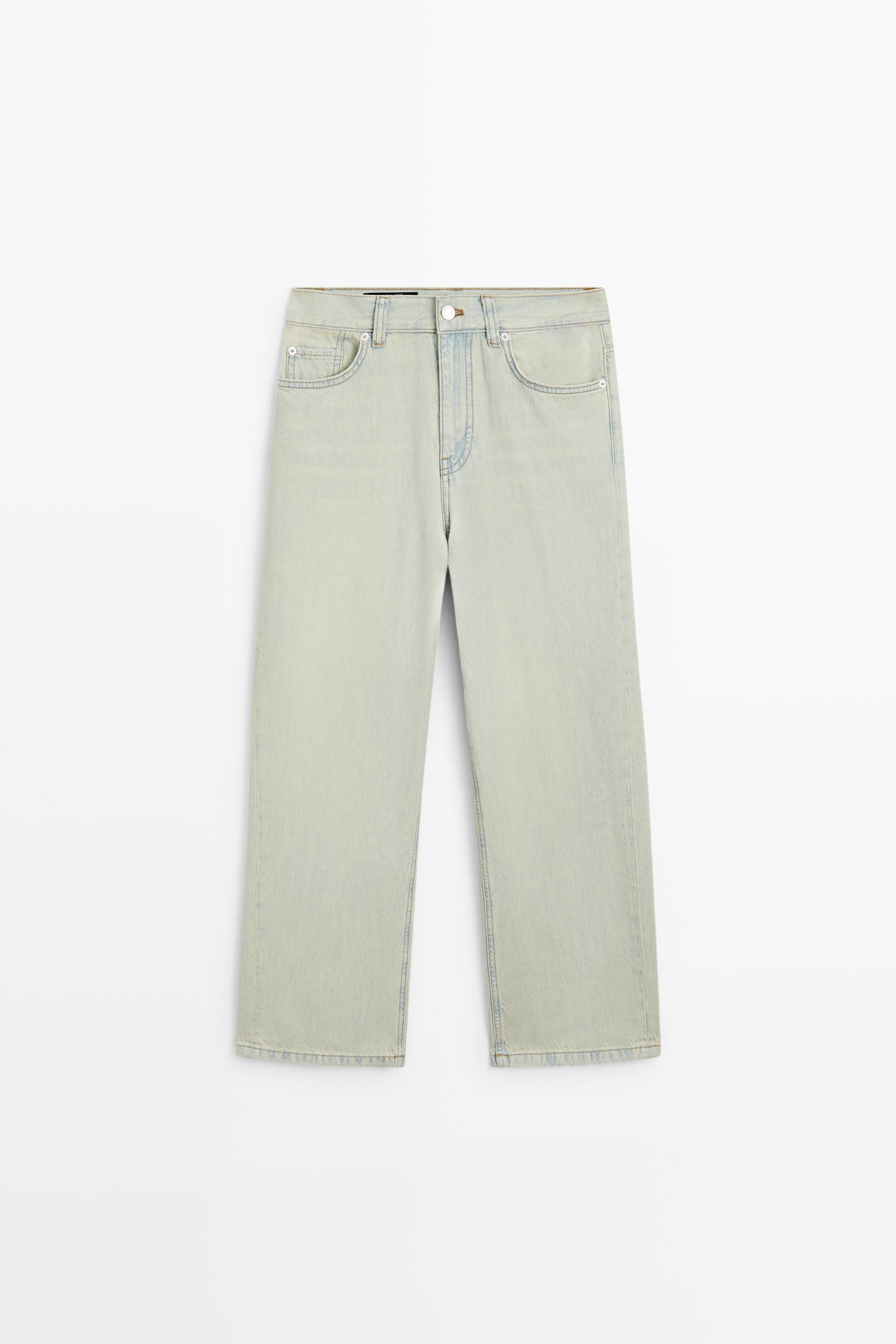 Mid-waist cropped wide-leg jeans